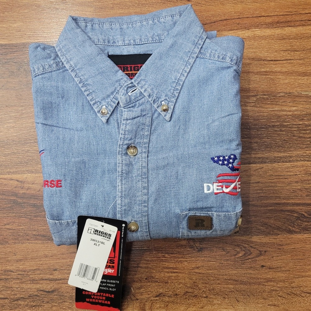 Briggs‎ Workwear by Wrangler Chambray Shirt XLT Big Tall NWT Button Down